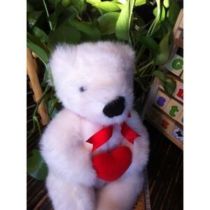 Ty White Stuffed Romeo Teddy Bear Red Heart Animal